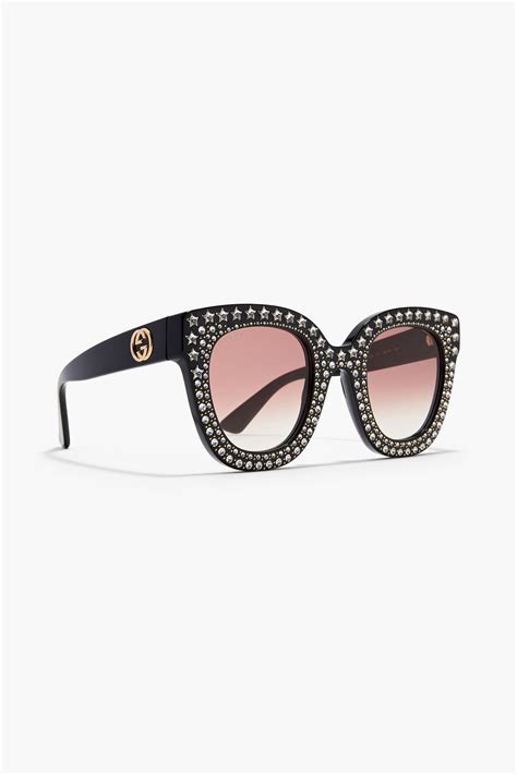 gucci cat-eye crystal-embellished acetate sunglasses